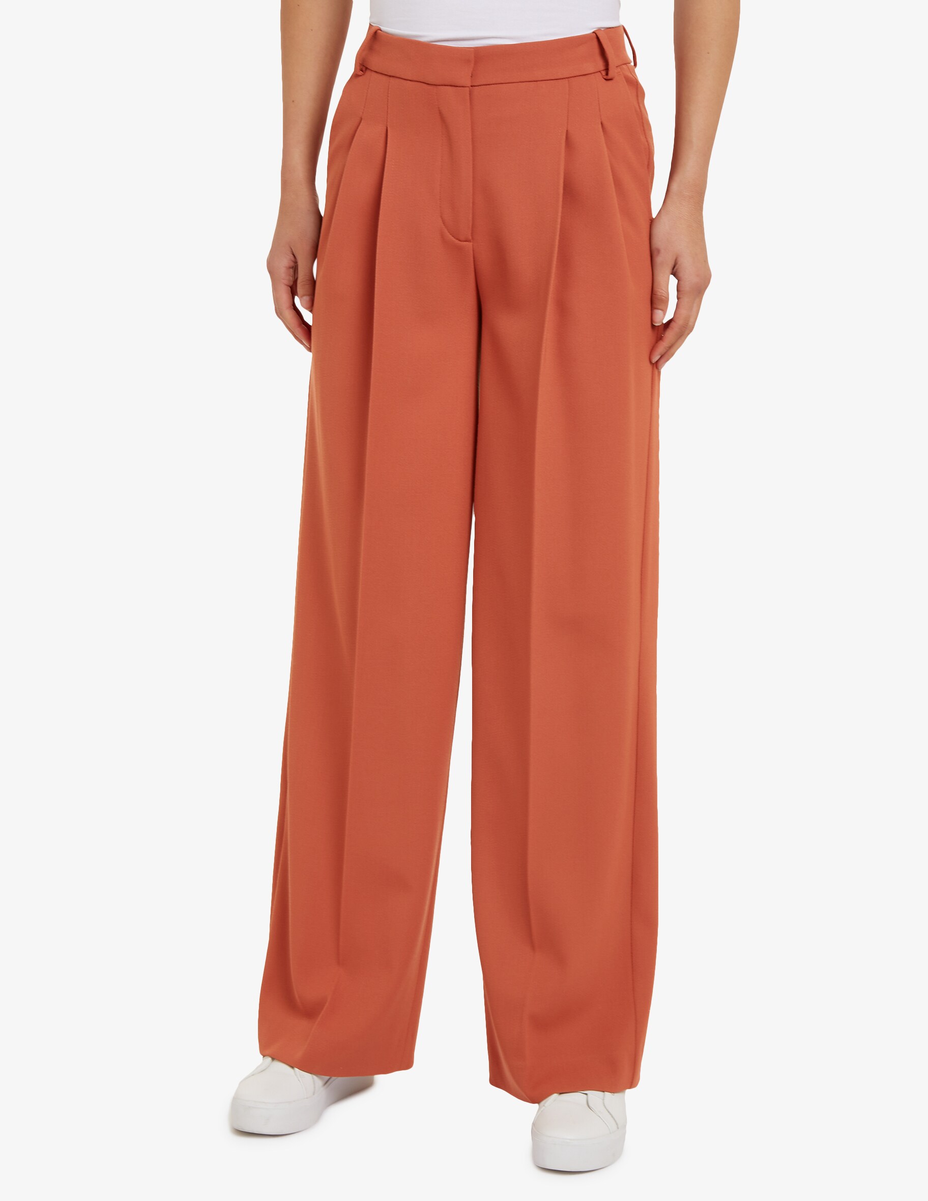 Прямые брюки из смесовой шерсти Calvin Klein, коричневый