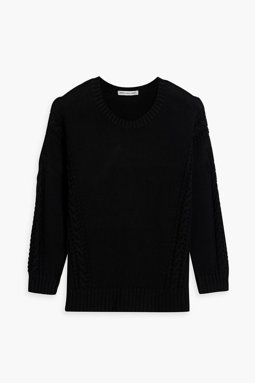 

Хлопковый свитер косой вязки Cotton By Autumn Cashmere, черный