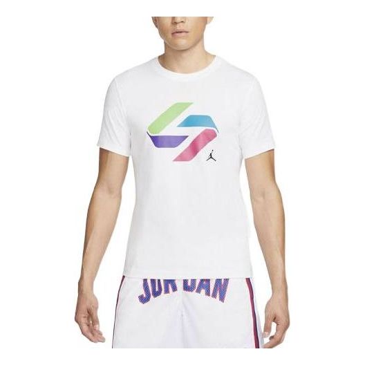 Футболка Men's Air Jordan Casual Pattern Logo Printing Round Neck Pullover Short Sleeve White T-Shirt, белый
