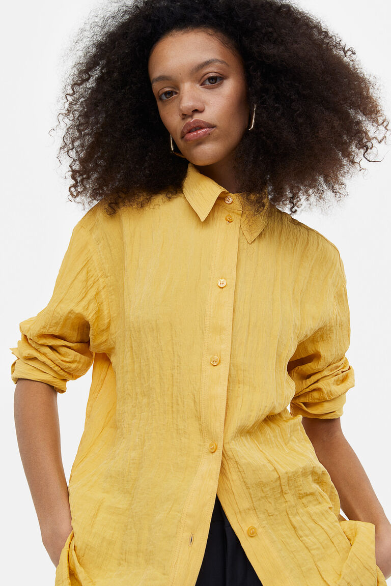 Рубашка из жатого шифона H&M, желтый