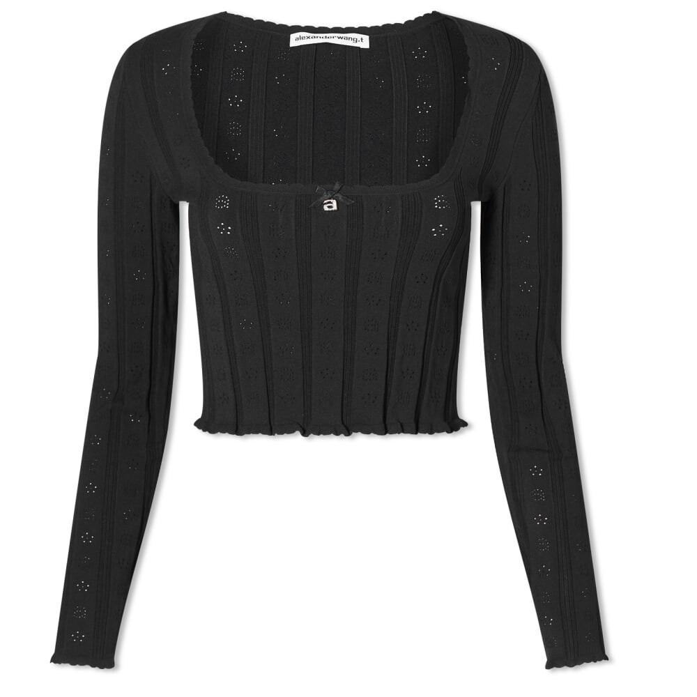 

Топ с длинными рукавами и логотипом Alexander Wang, черный