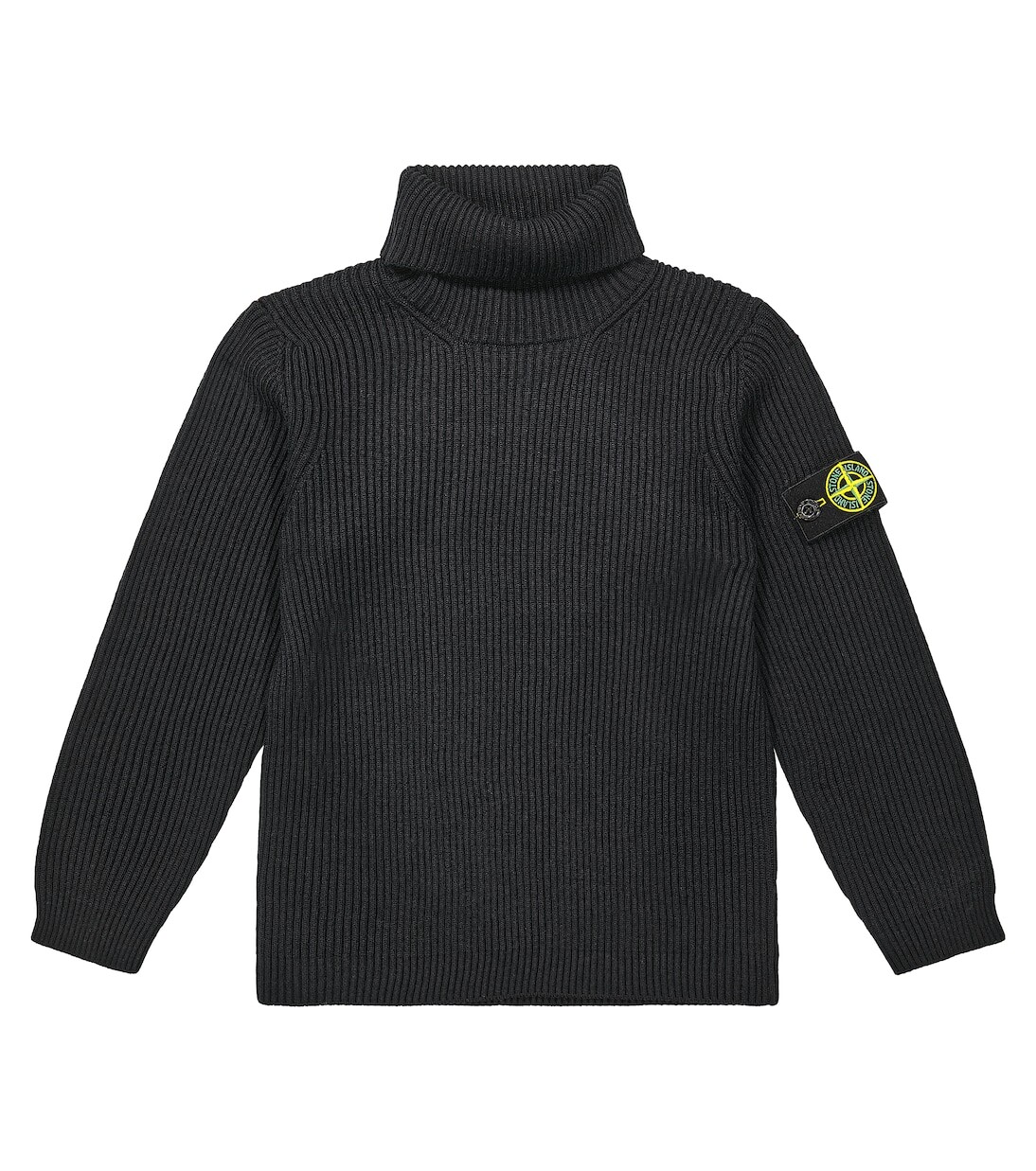 

Свитер с высоким воротником из натуральной шерсти с логотипом Stone Island Junior, синий