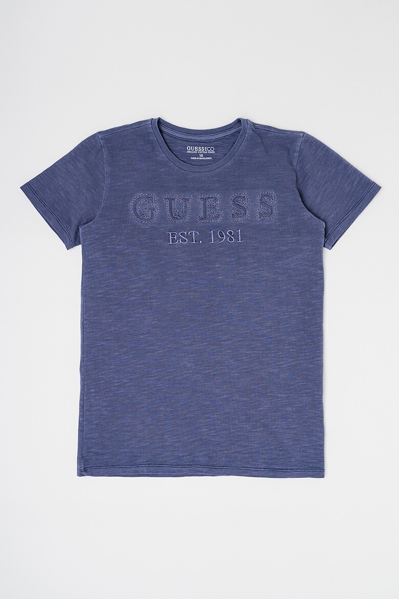 

Футболка с овальным вырезом и логотипом Guess, синий