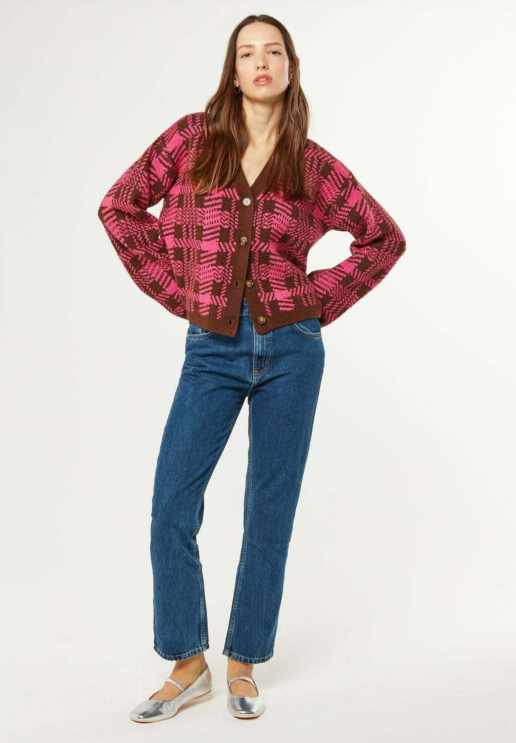 

Кардиган FRANCESCA CHECK OMNES, розовый