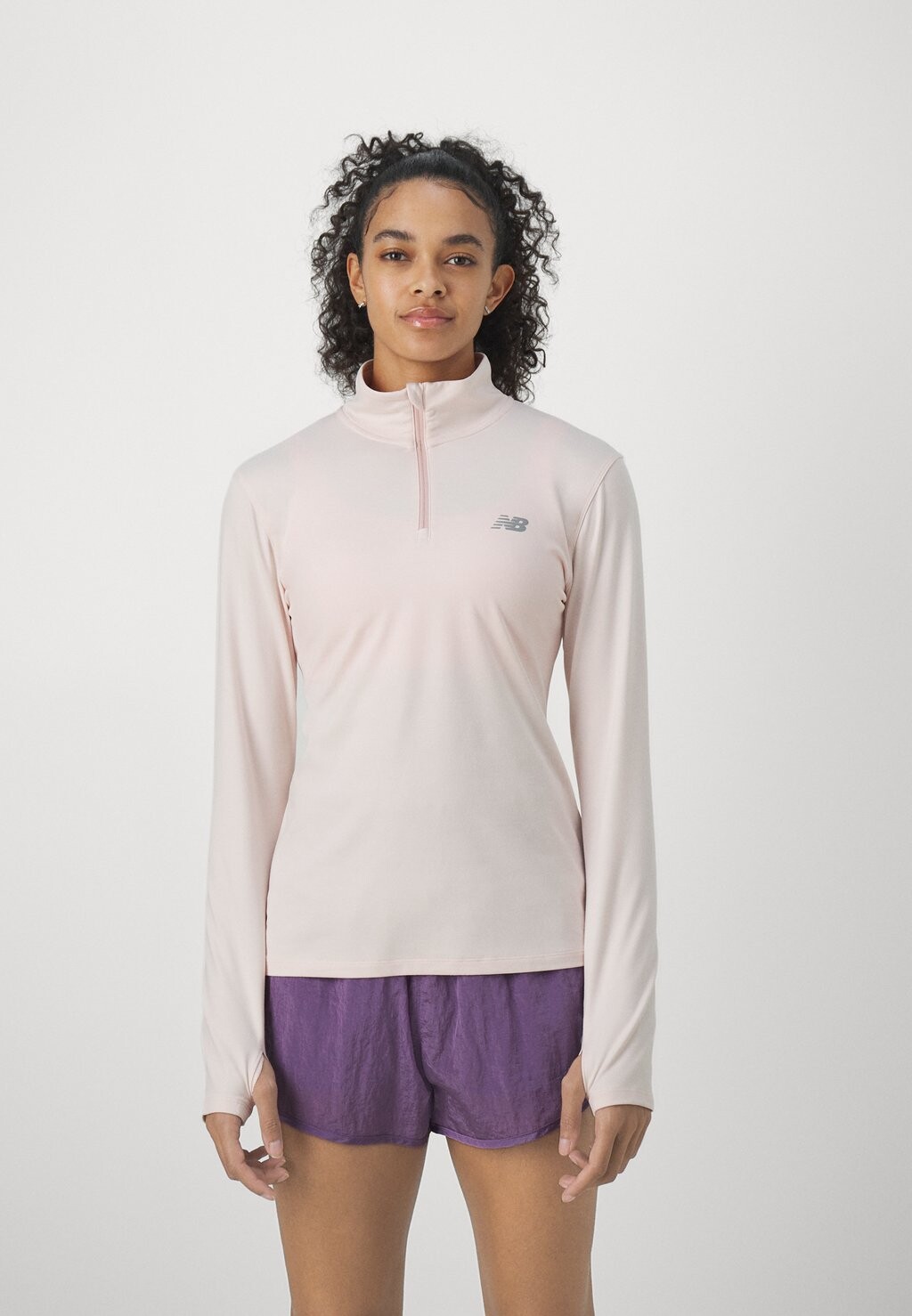 Топ с длинными рукавами SPORT ESSENTIALS SPACE DYE QUARTER ZIP New Balance, цвет quartz pink heather