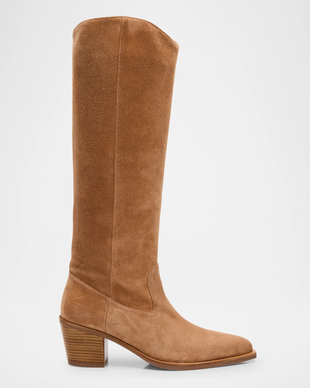 

Замшевые сапоги до колена Tate с острым носком Stuart Weitzman, цвет New Camelblonde