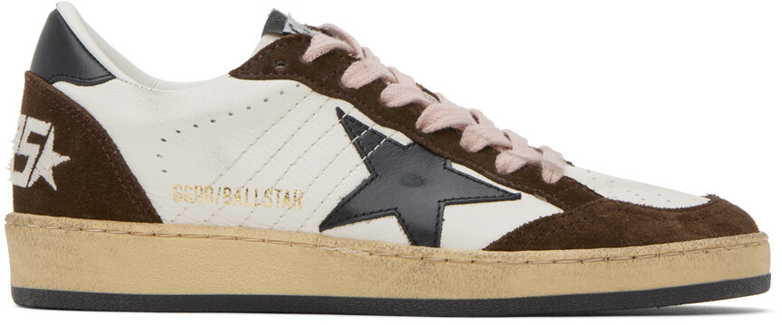 

Бело-коричневые кроссовки Golden Goose со звездами