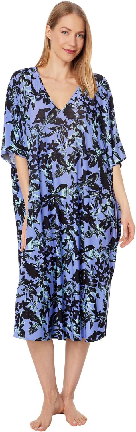 

Облегающий вязаный кафтан Jakarta N by Natori, цвет Periwinkle Combo