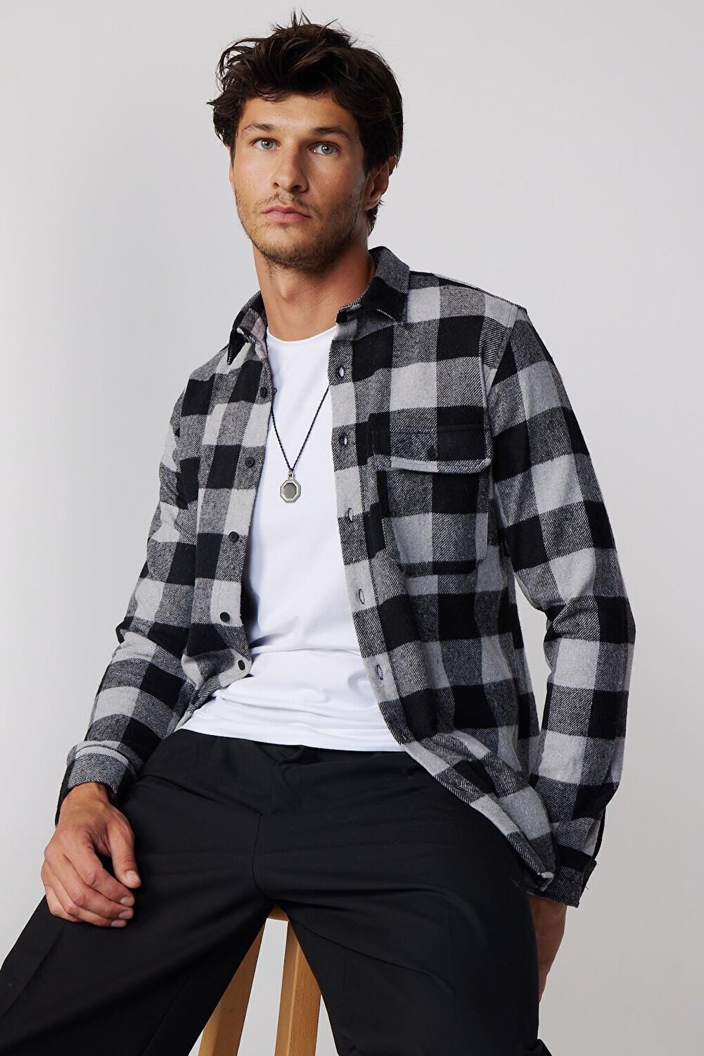

Slim Fit Slim Fit Клетчатая мужская рубашка Lumberjack на молнии TUDORS