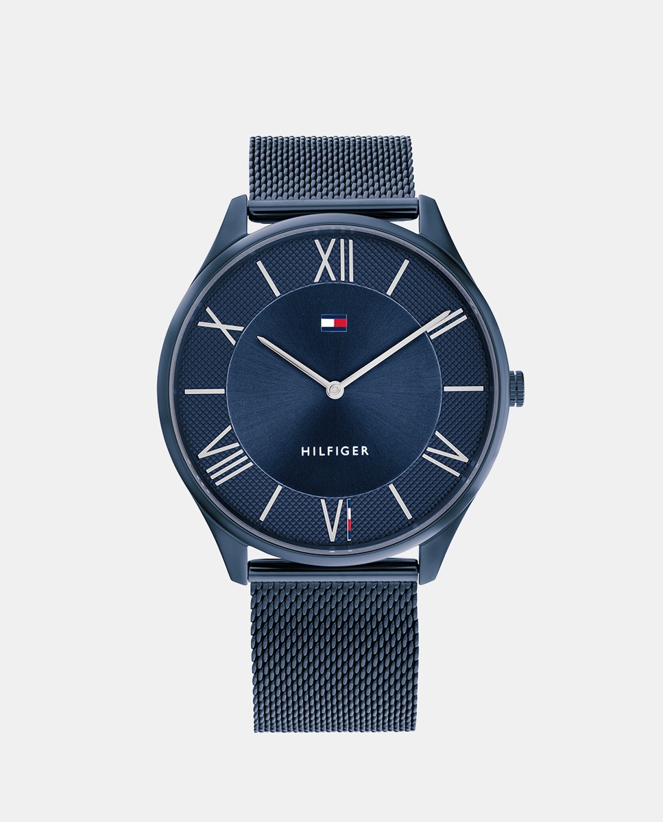 Мужские часы Becker 1710514 из синей стали Tommy Hilfiger, синий сетчатый браслет для часов миланская петля быстросъемный браслет из нержавеющей стали регулируемый складной ремешок с пряжкой для dw watch