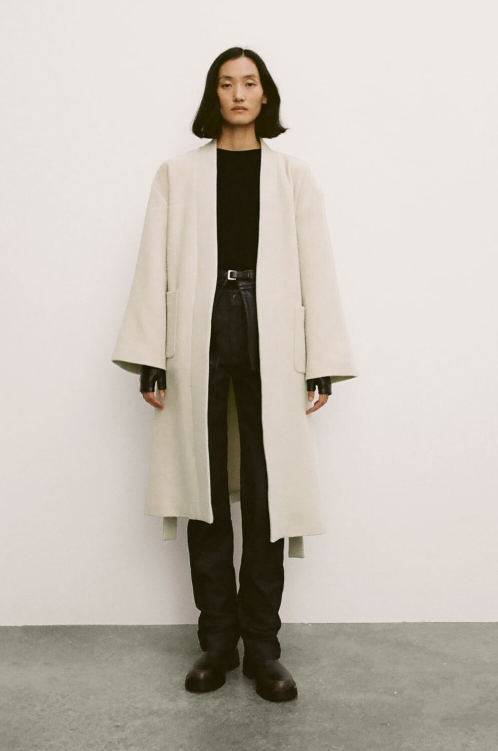 

Минималистичное пальто из смесовой шерсти Zw Collection ZARA, бежевый