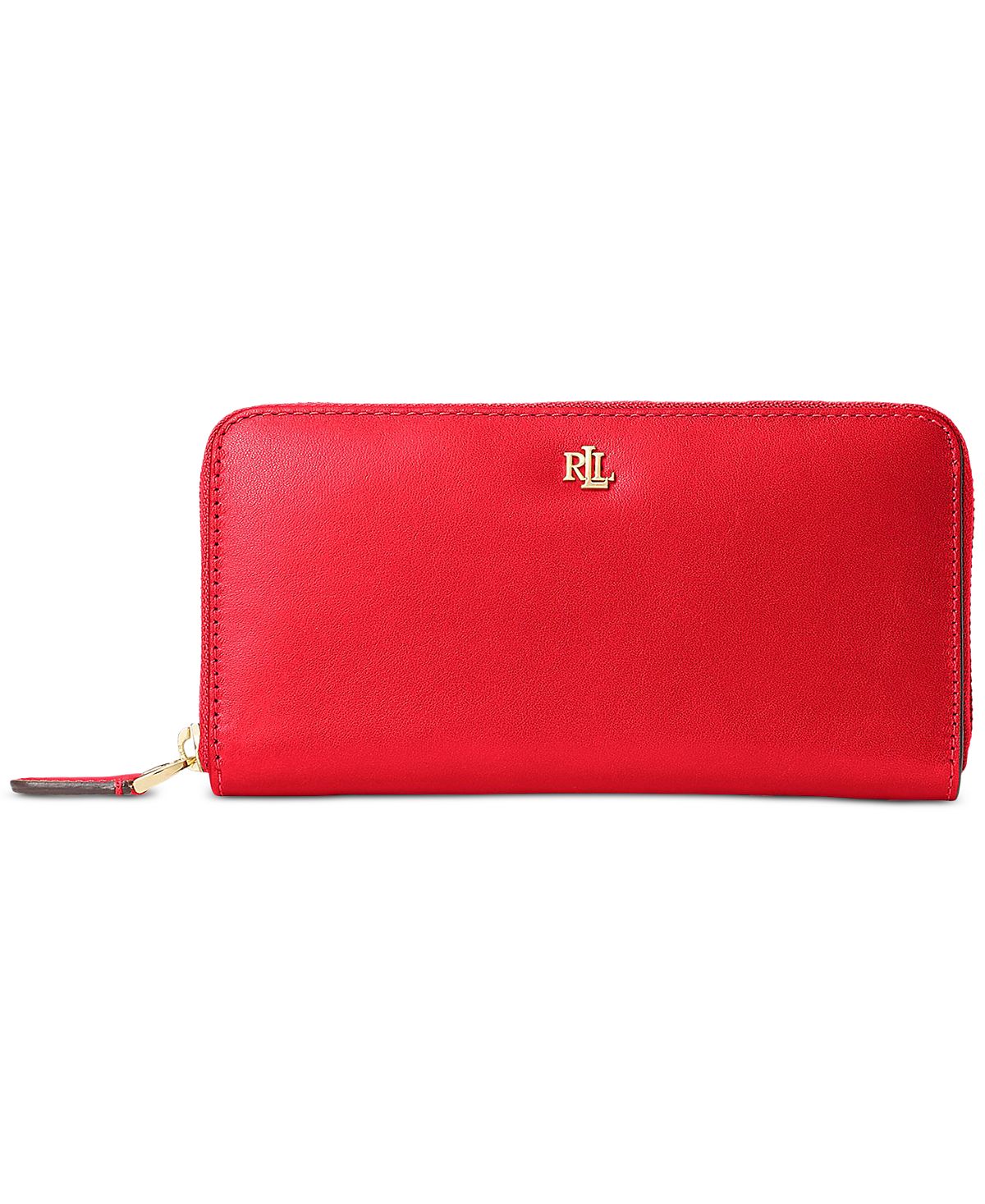 Женский континентальный кошелек из натуральной кожи с большой молнией Lauren Ralph Lauren, красный