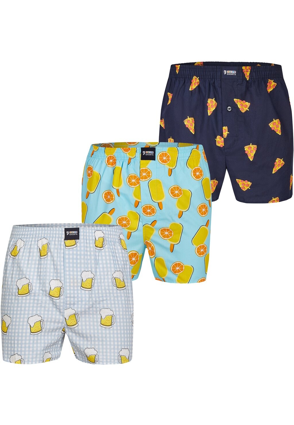 

Боксеры 3-PACK PRINT Happy Shorts, темно-синий