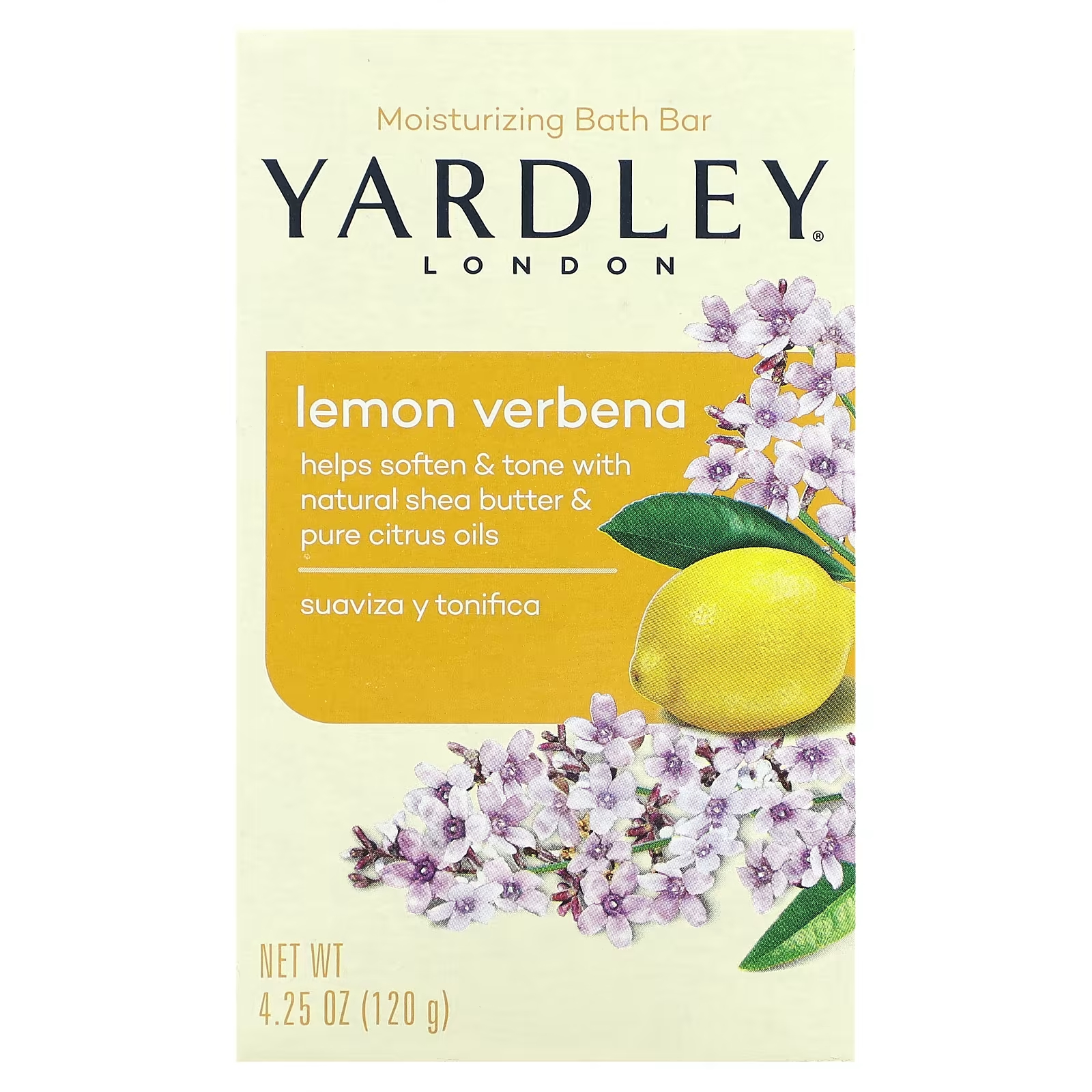 Yardley London Увлажняющий батончик для ванн с лимоном и вербеной, 4,25 унции (120 г) yardley london увлажняющее мыло для ванн лимонная вербена 120 г 4 25 унции