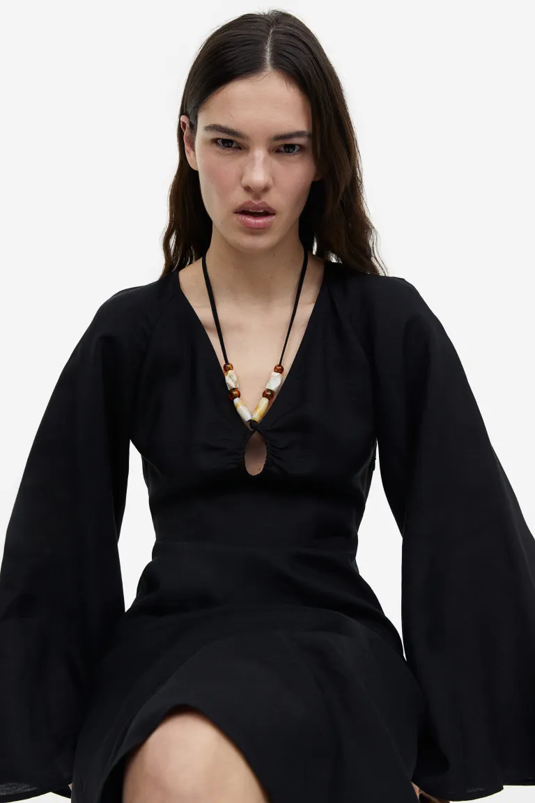 Платье из смесового льна H&M, черный