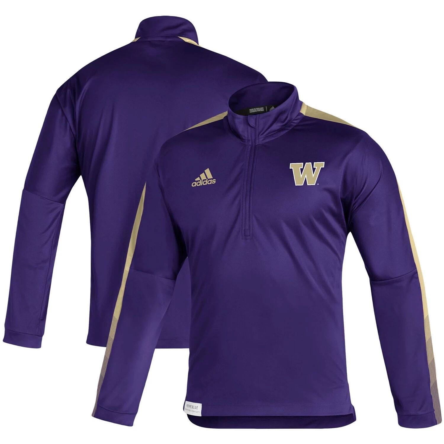 

Мужская фиолетовая куртка Washington Huskies 2021 Sideline Primeblue с молнией на четверть adidas
