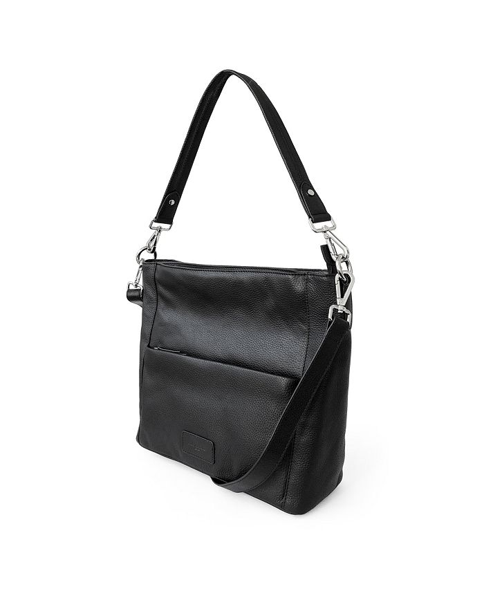 Женская большая кожаная сумка через плечо Hobo с несколькими карманами на молнии Club Rochelier, черный цена и фото