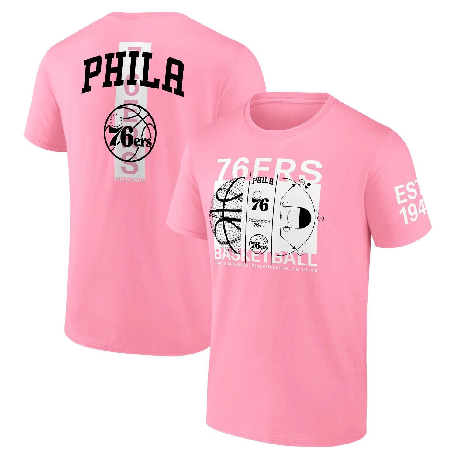 

Мужская коллективная футболка Candy Pink Philadelphia 76ers Street Collective Fanatics