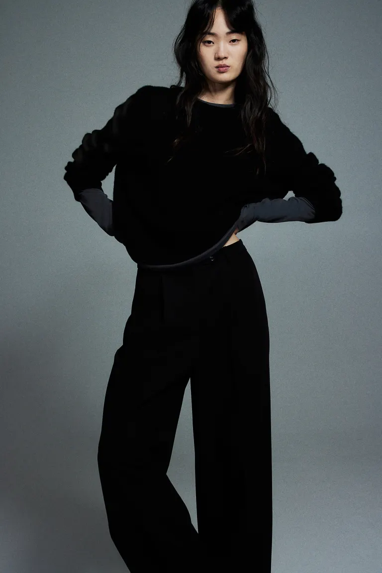

Широкие брюки из габардина H&M, черный