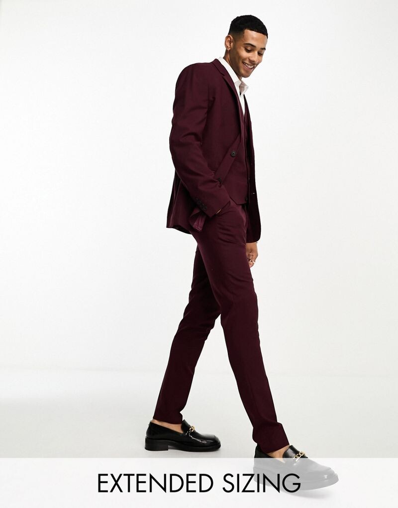 

Бордовый узкий пиджак ASOS DESIGN