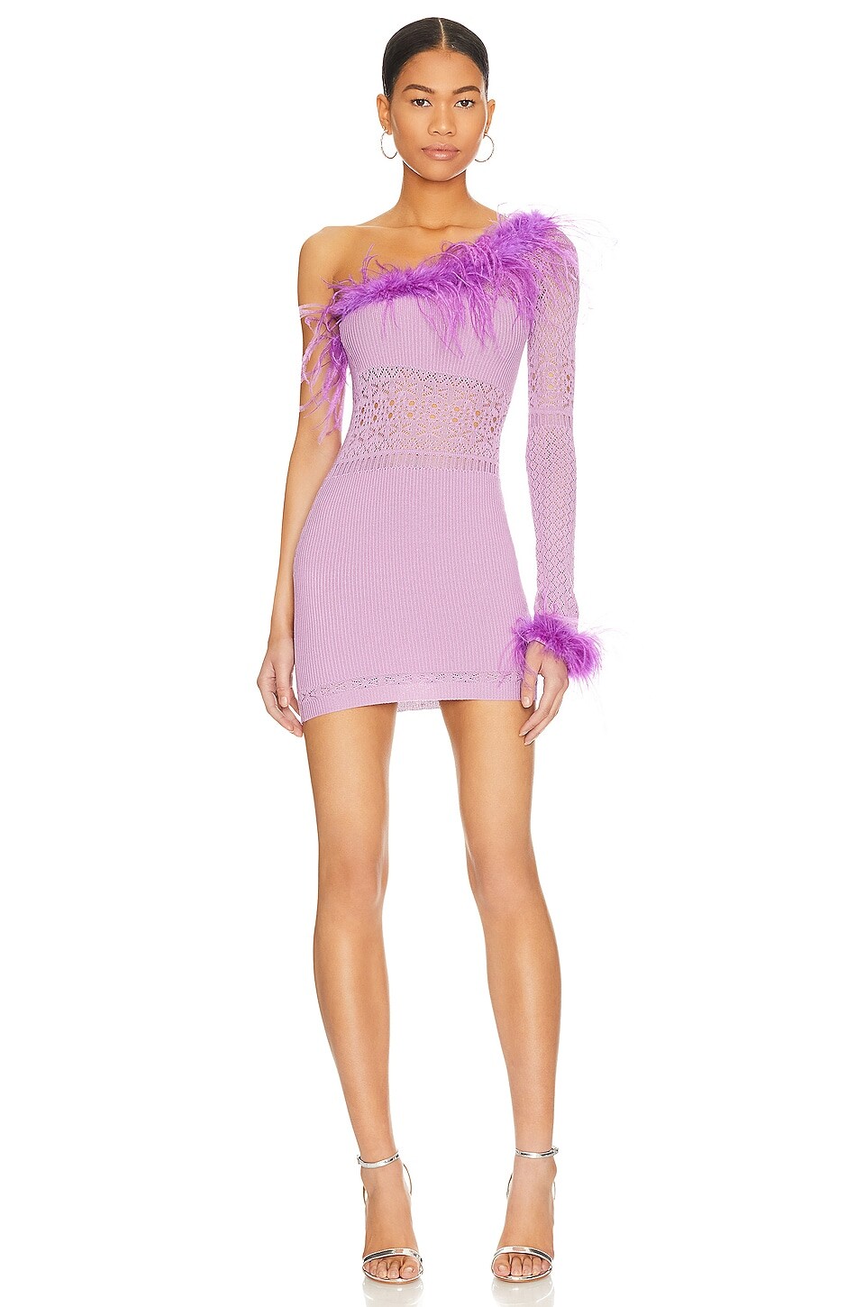 

Платье мини NBD Juana Feather Trim, фиолетовый