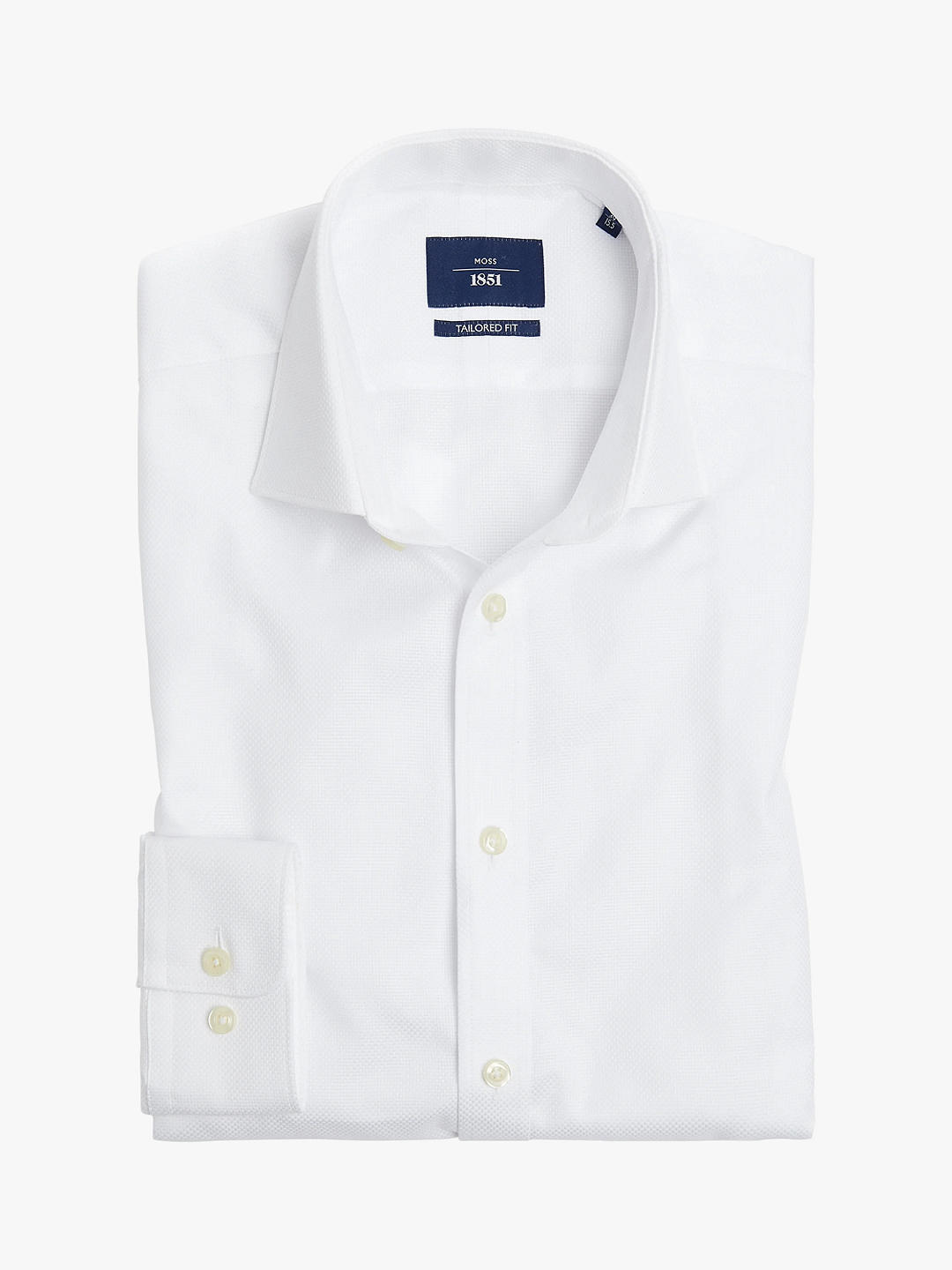 Рубашка добби приталенного кроя с одинарными манжетами Moss 1851, белая эластичная рубашка приталенного кроя moss 1851 черная