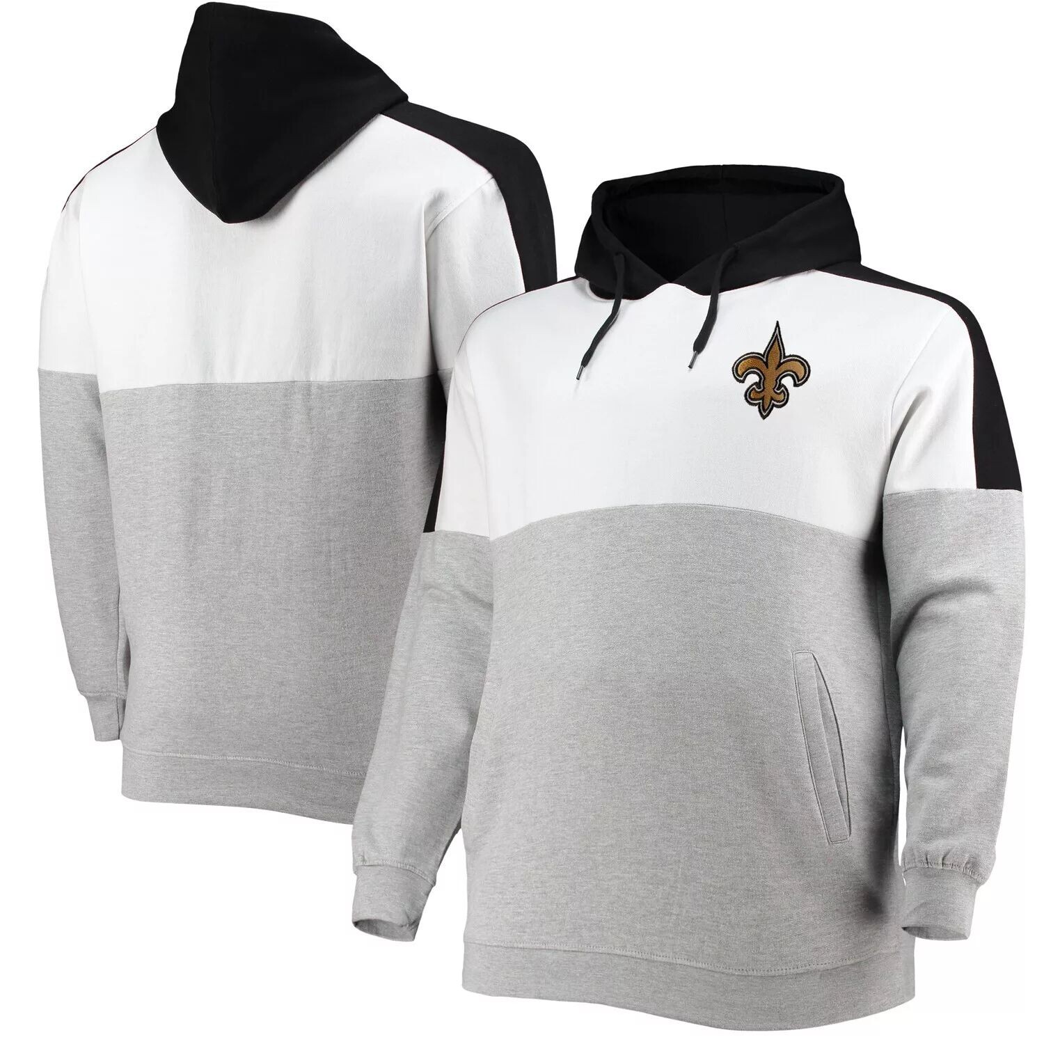 

Мужской черный/серый пуловер с капюшоном и логотипом New Orleans Saints Big & Tall Team