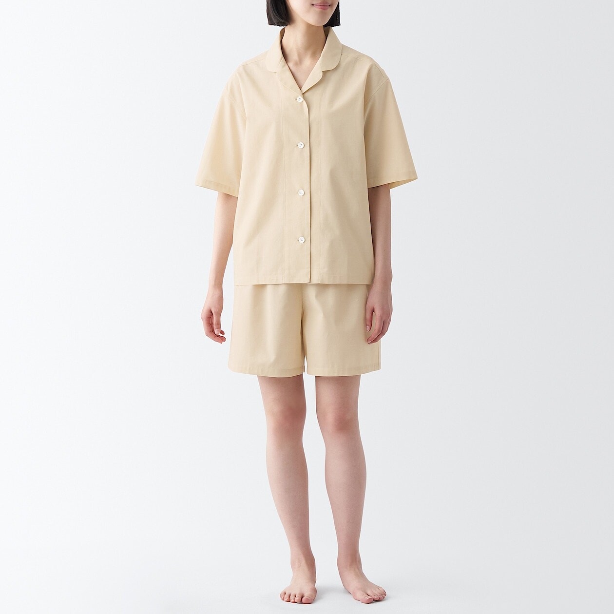 

Хлопковая пижама с короткими рукавами MUJI, светло-желтого