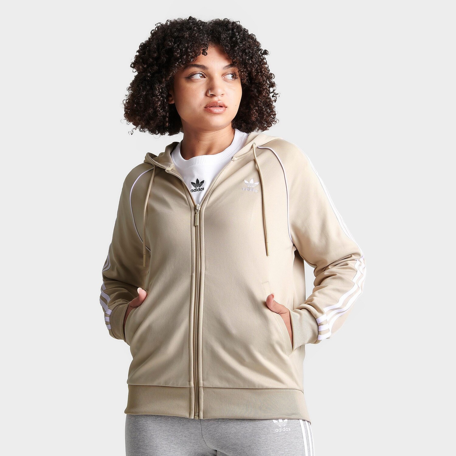 

Женская худи с молнией во всю длину adidas Originals Superstar, бежевый