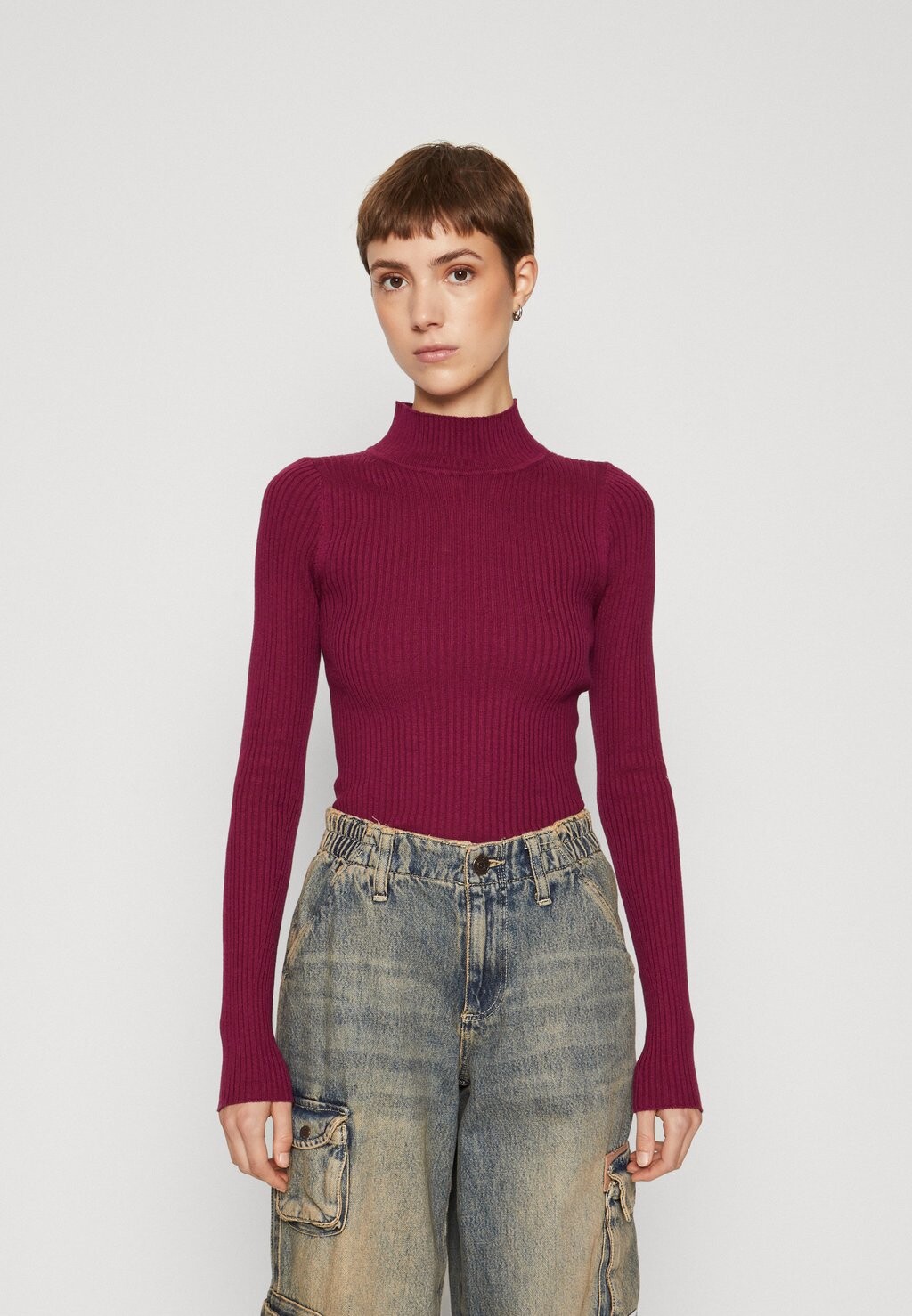 

Свитер FITTED MOCK NECK American Eagle, бордовый, Красный