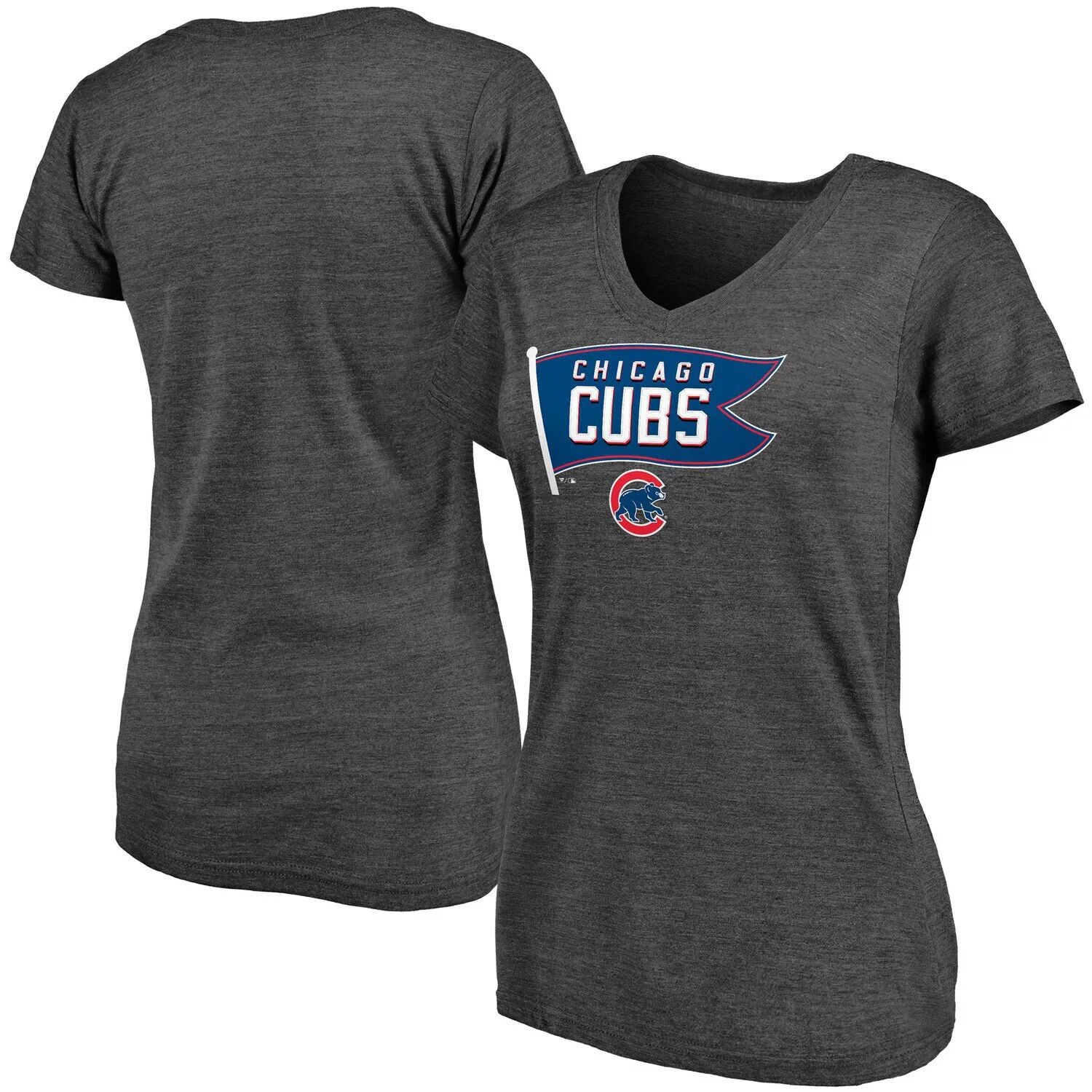 

Женская футболка Fanatics с рисунком из древесного угля и древесного угля Chicago Cubs Holy Cow Hometown Collection, трехцветная футболка с v-образным вырезом Fanatics