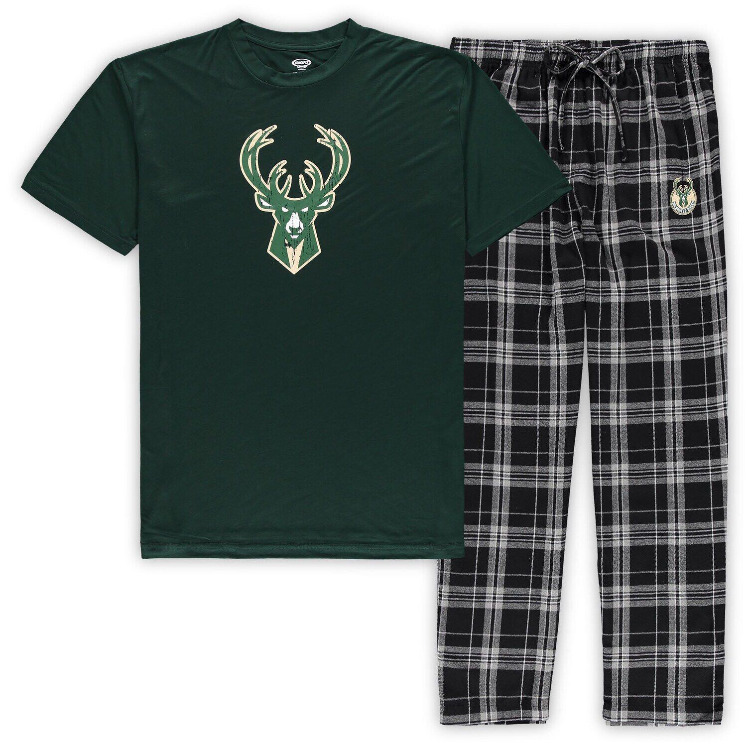 

Мужской комплект для сна с футболкой и брюками Concepts Sport Hunter зеленый/черный Milwaukee Bucks Big & Tall Ethos