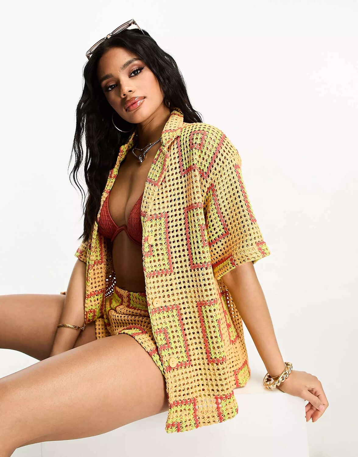 

Пляжная рубашка с мозаикой крючком ASOS