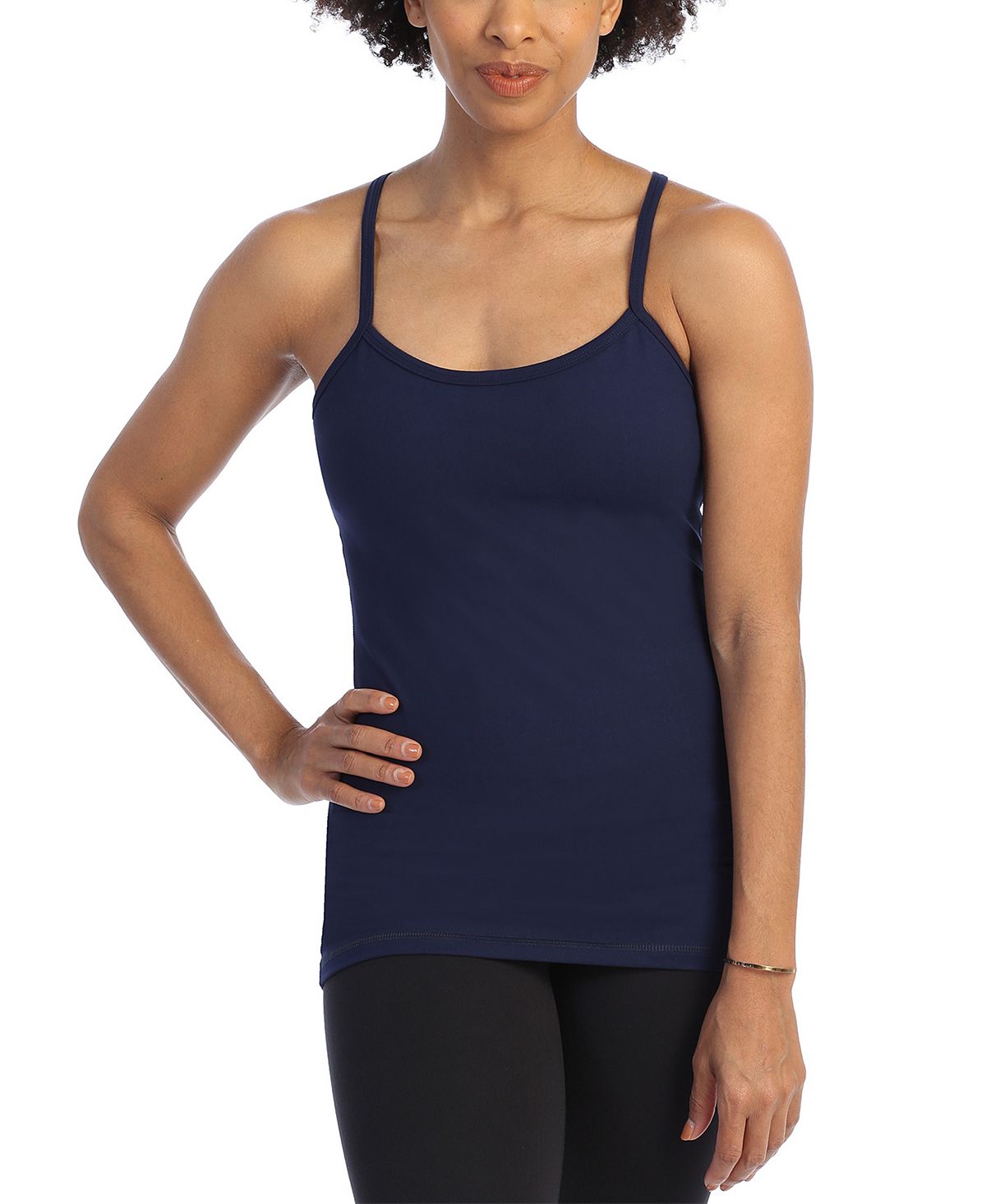 Женский топ для тренировок со встроенным бюстгальтером Racerback Y American Fitness Couture, темно-синий