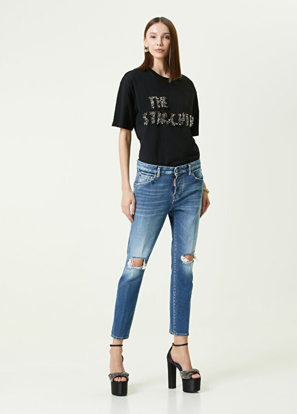 

Синие укороченные джинсовые брюки cool girl Dsquared2, Синий
