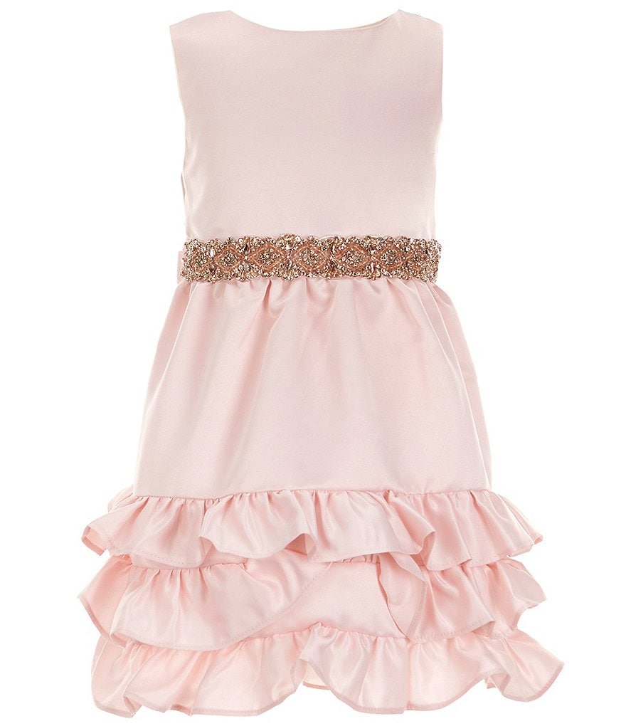 Атласное расклешенное платье без рукавов Rare Editions для маленьких девочек 2T-6X, розовый