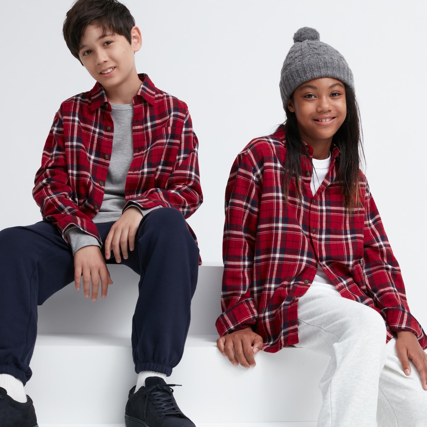 

Детская фланелевая рубашка в клетку Uniqlo, красный