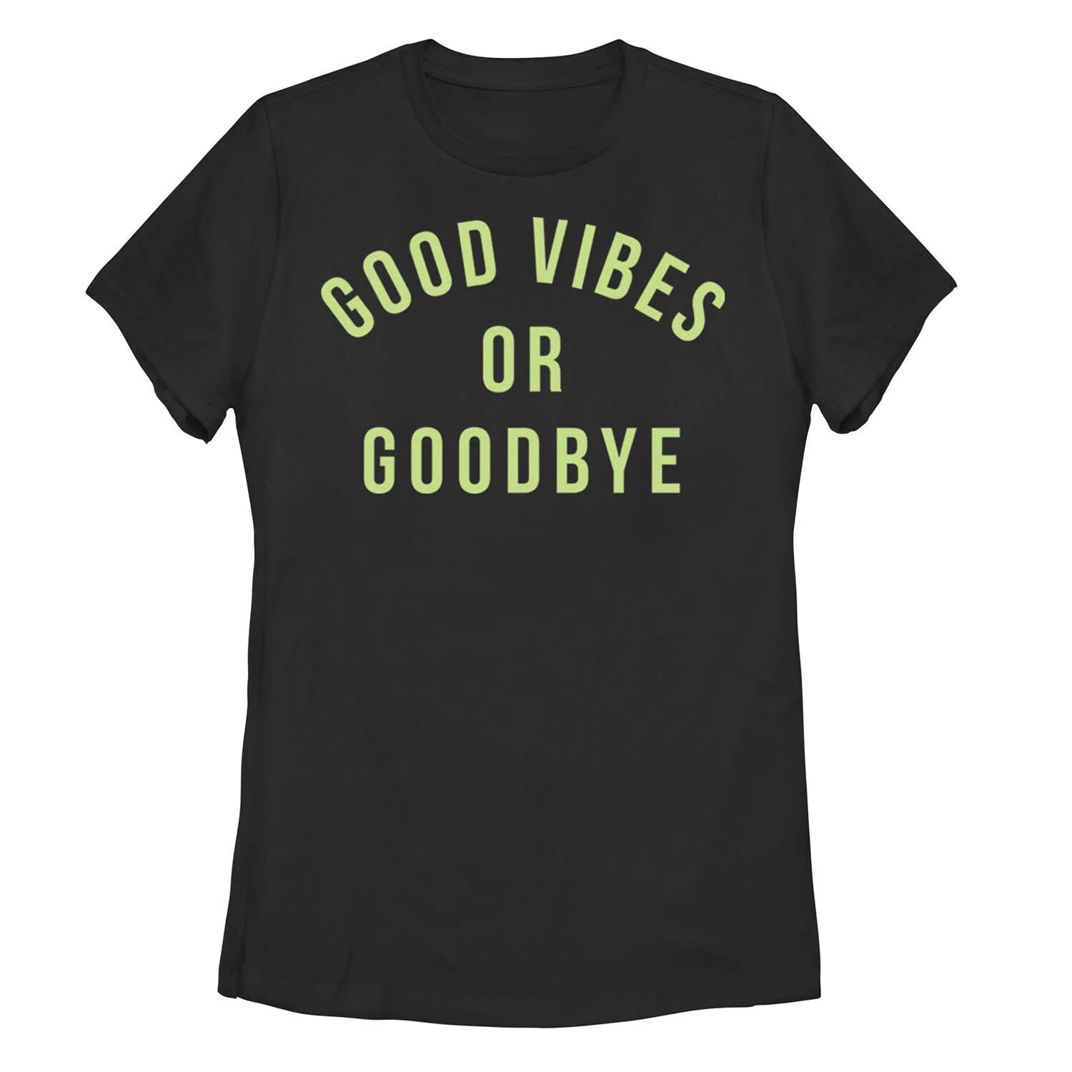 

Черная футболка с надписью Juniors' Good Vibes Or Goodbye