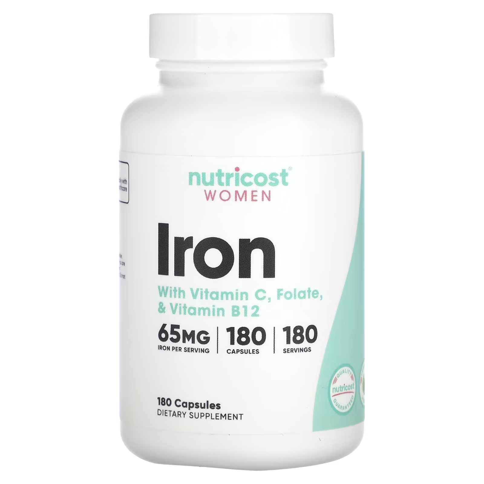 Железо с витамином С, фолатом и витамином B12 Nutricost Women, 180 капсул