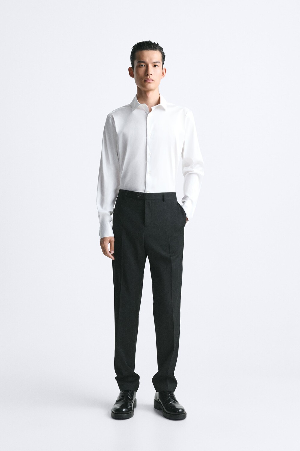 

Рубашка с французским манжетом Zara, белый