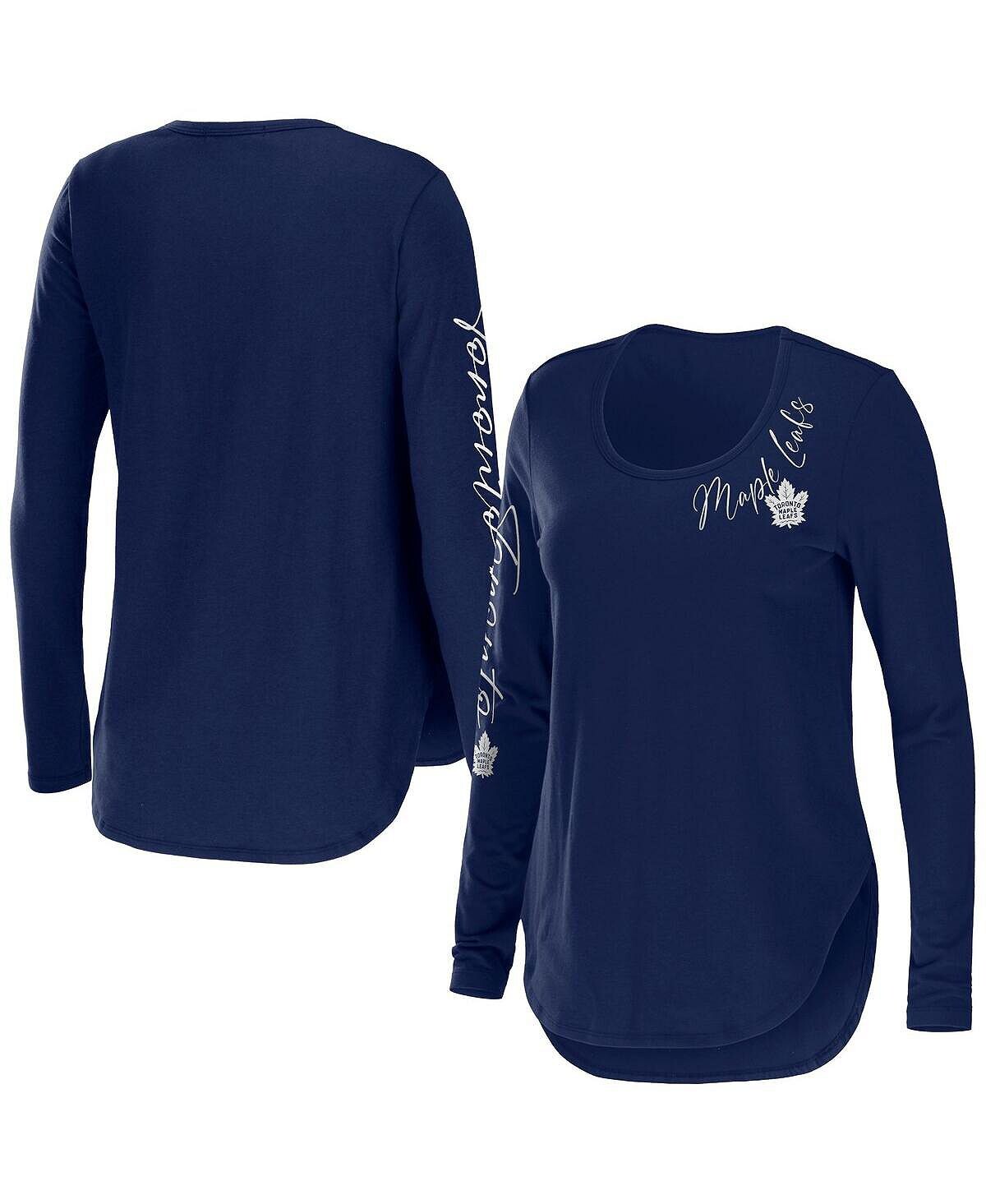 

Синяя женская футболка с длинным рукавом и круглым вырезом команды Toronto Maple Leafs WEAR by Erin Andrews, синий