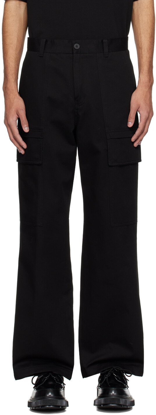

Черные широкие брюки-карго Solid Homme
