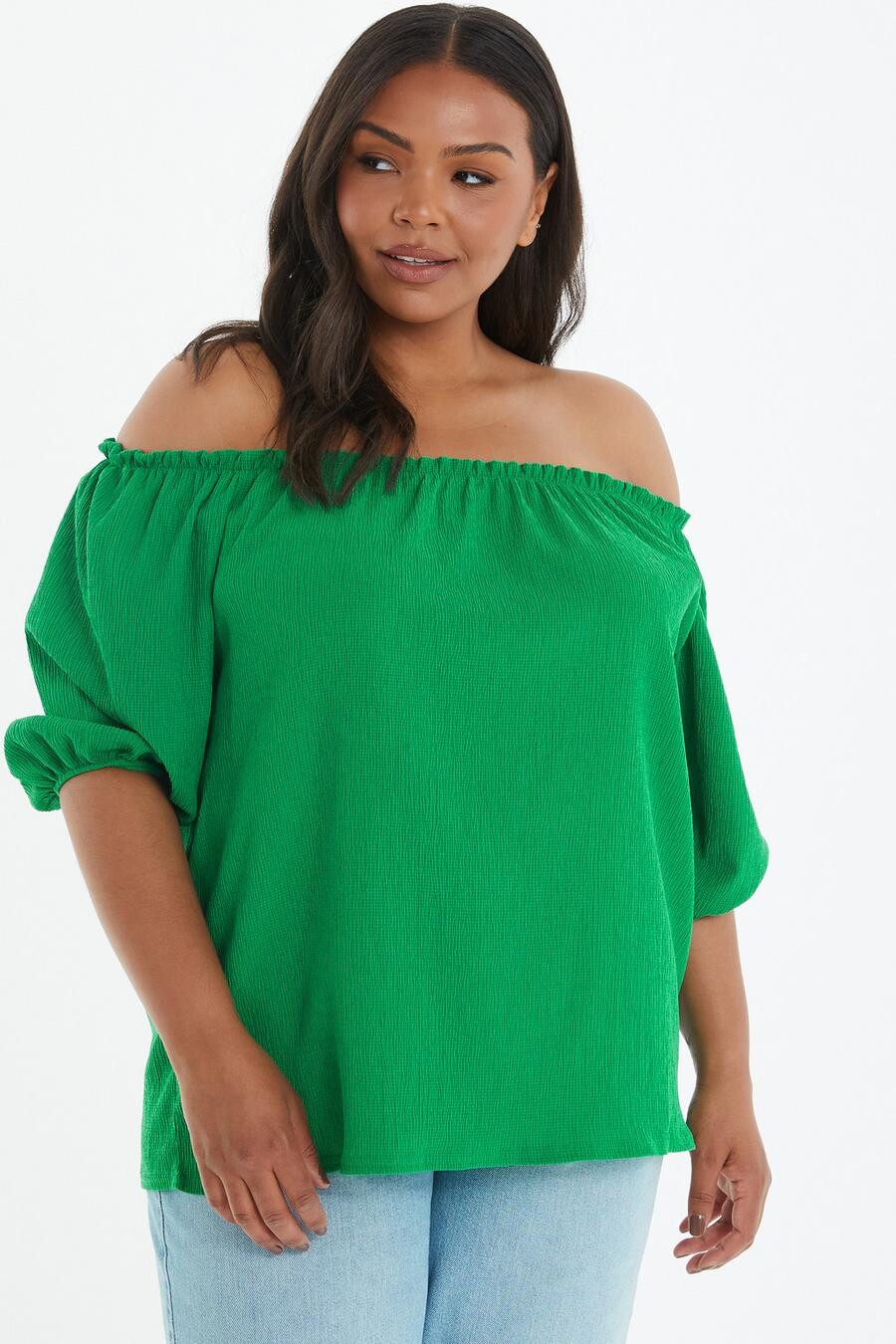 

Топ Curve Green Bardot Crinkle QUIZ Clothing