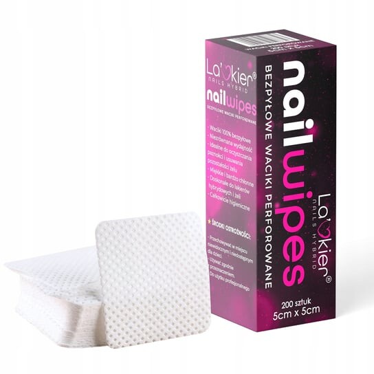 

Беспыльные, перфорированные тампоны для удаления ногтей, 200 шт. La'kier Nail Wipes