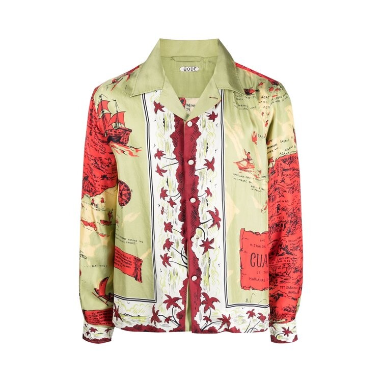 

Рубашка Bode Guam Long-Sleeve 'Green/Red', зеленый