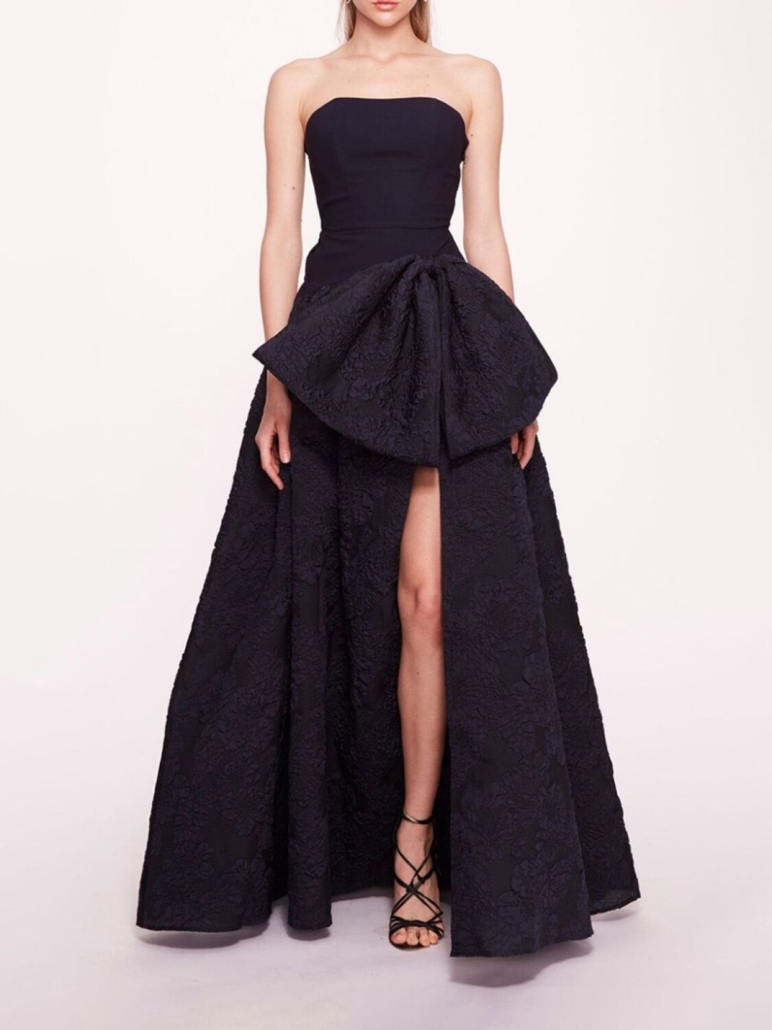 

Marchesa Notte платье без бретелей с объемным бантом, синий