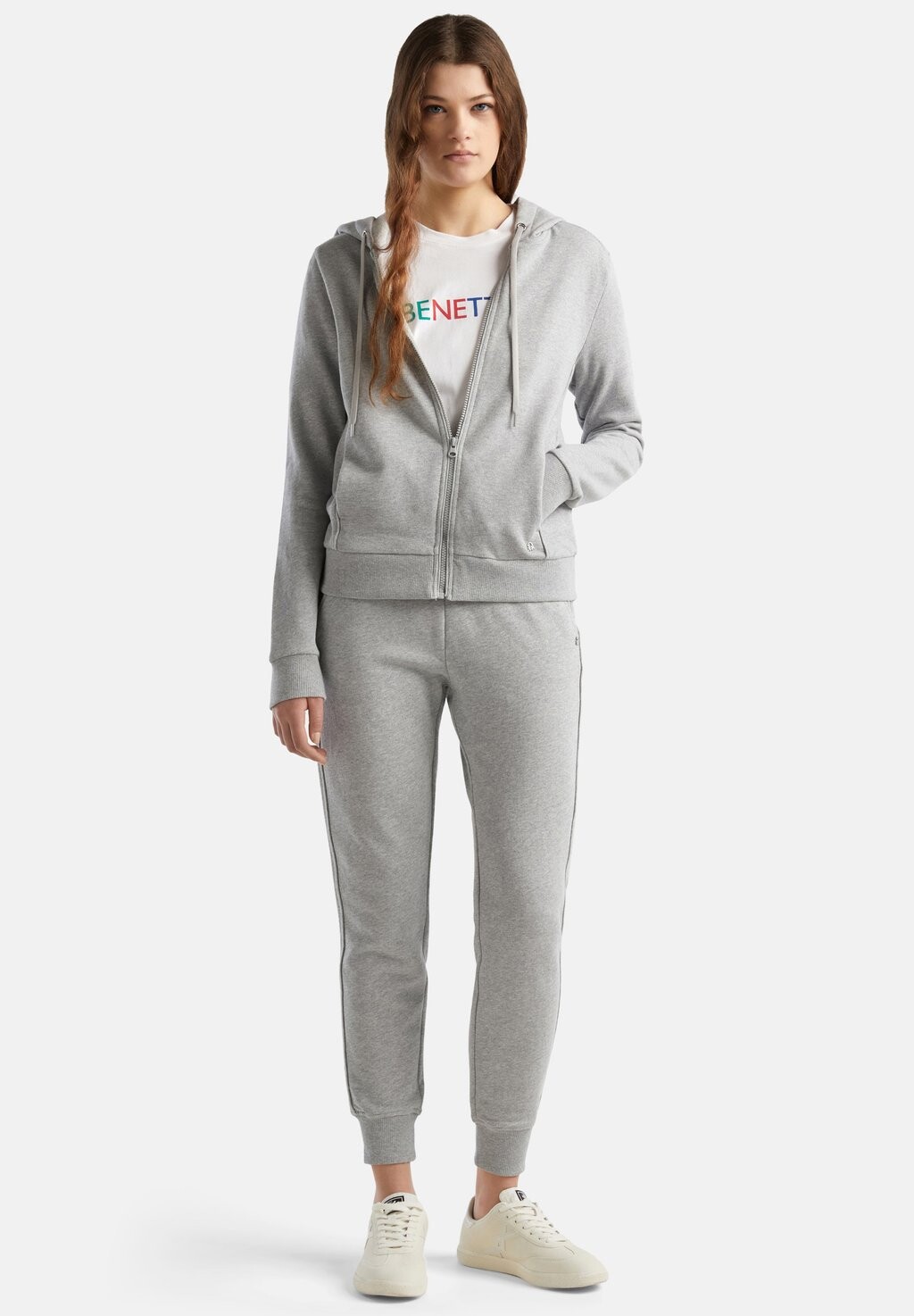 

Толстовка на молнии With Hood United Colors of Benetton, серый