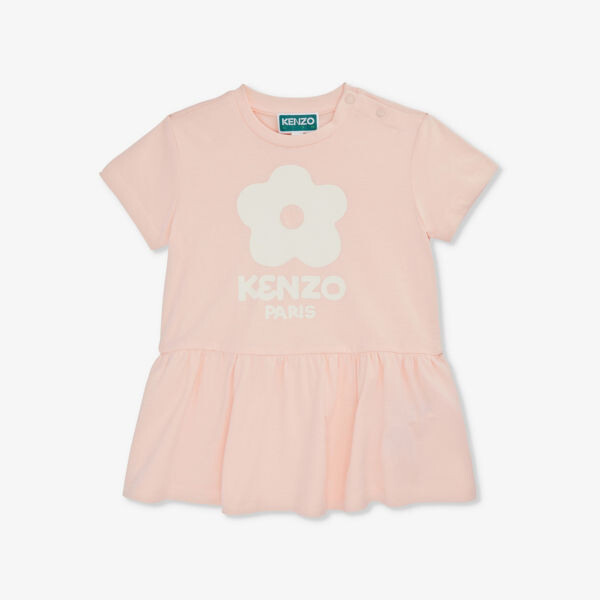 

Платье из хлопкового трикотажа с фирменным принтом poppy 1-4 года Kenzo, розовый