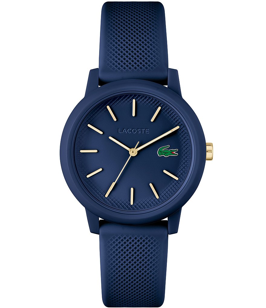 цена Женские кварцевые аналоговые силиконовые часы Lacoste 12.12 темно-синего цвета, синий