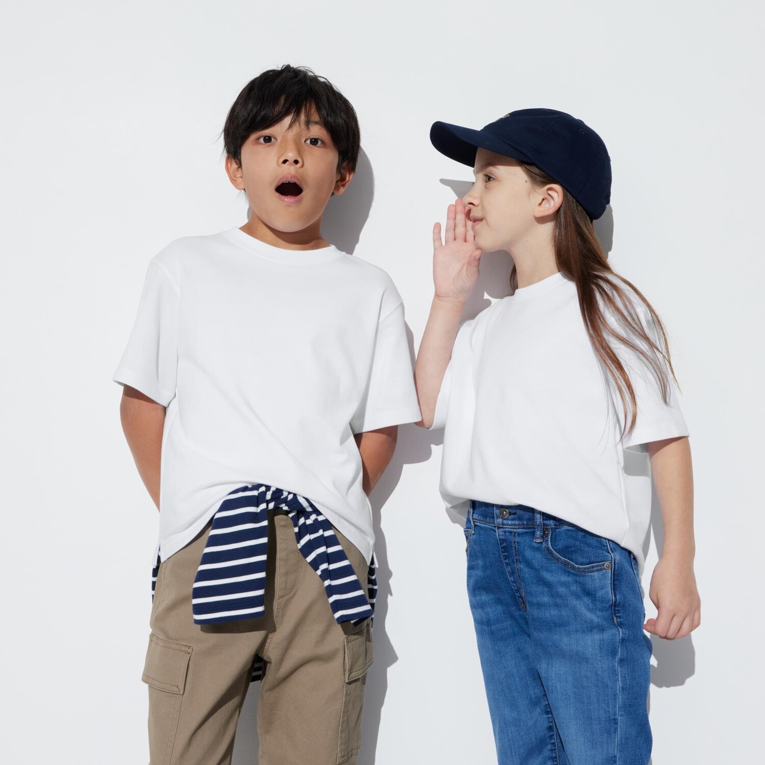 

Детская футболка из хлопкового выреза с короткими рукавами airism UNIQLO, белый